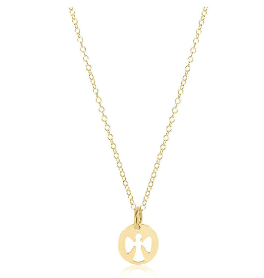 16" necklace gold - guardian angel small gold disc