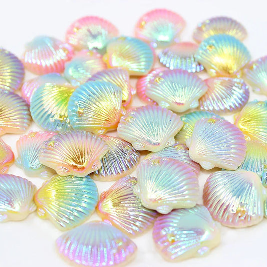20pcs Aurora Colors Shell Resin Accessories Decorations