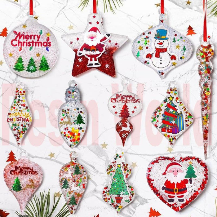 2pcs Christmas Hanging Resin Mold