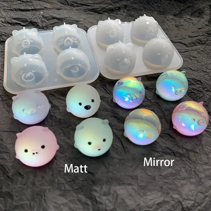 2pcs Cute Animal Orbs Piglet Chicken Bear Shape Ornaments Casting Molds