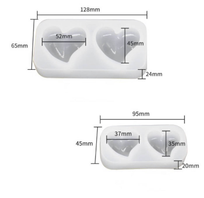 2pcs Heart-shaped Resin Molds
