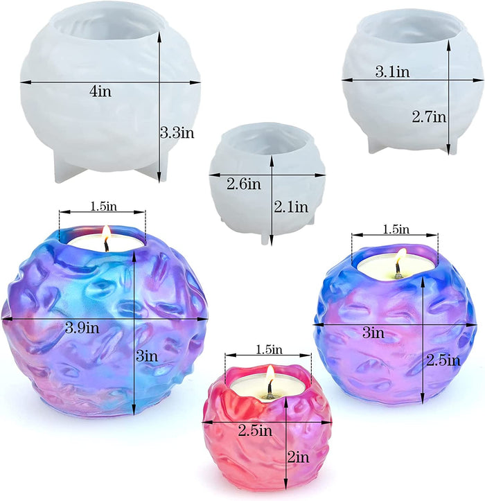 3 Pcs Sphere Candle Holder Resin Molds