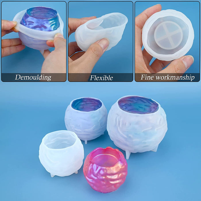 3 Pcs Sphere Candle Holder Resin Molds