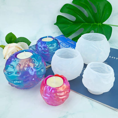 3 Pcs Sphere Candle Holder Resin Molds