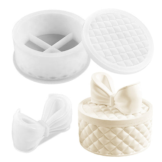 3pcs Large Bow Lattice Storage Box Resin Mold Set