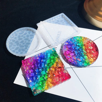 4 Pcs Round/4 Pcs Square Diamond Coaster Mold