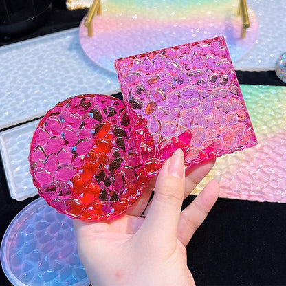4 Pcs Round/4 Pcs Square Diamond Coaster Mold