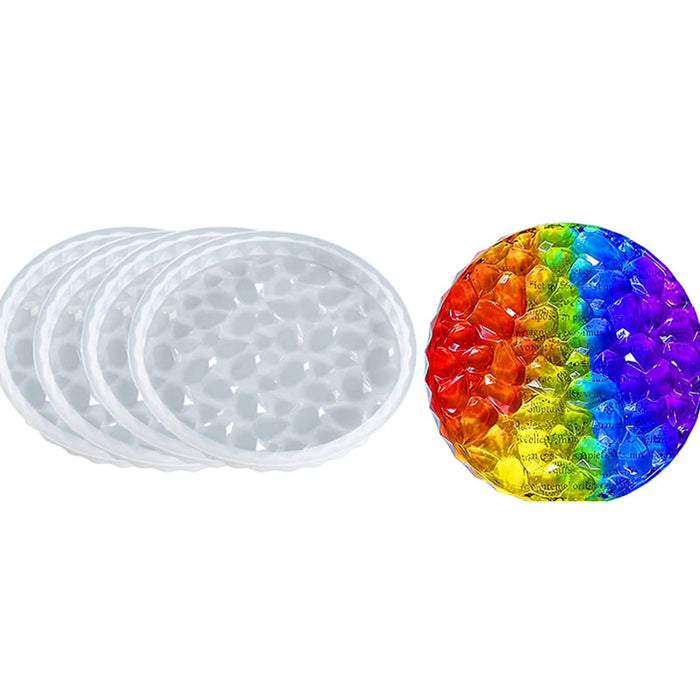 4 Pcs Round/4 Pcs Square Diamond Coaster Mold