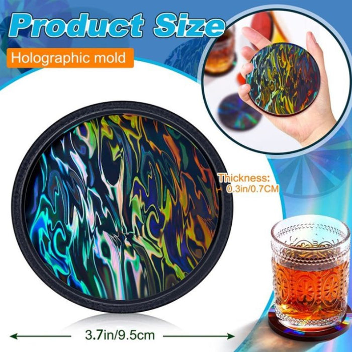 4pcs HOLO Coaster Resin Mold