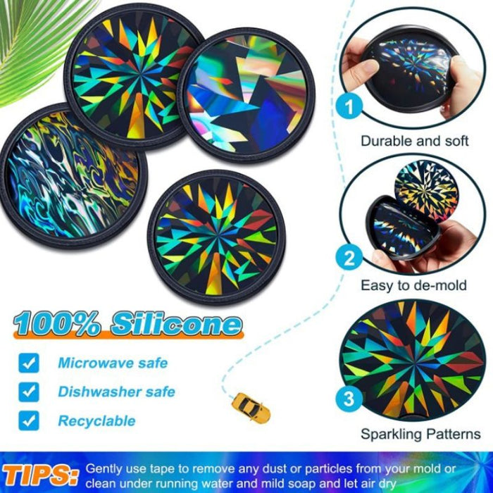 4pcs HOLO Coaster Resin Mold