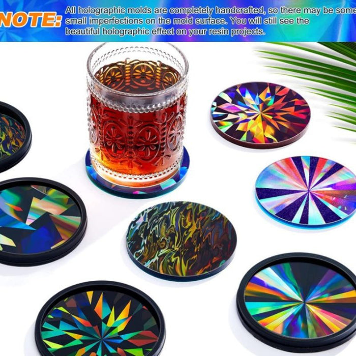 4pcs HOLO Coaster Resin Mold