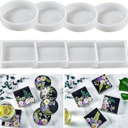 4pcs Resin Coaster Molds Set