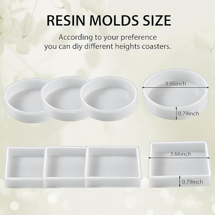 4pcs Resin Coaster Molds Set
