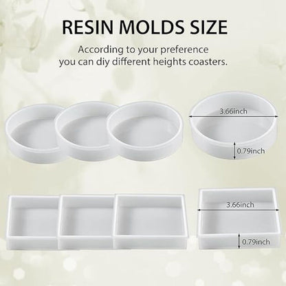 4pcs Resin Coaster Molds Set