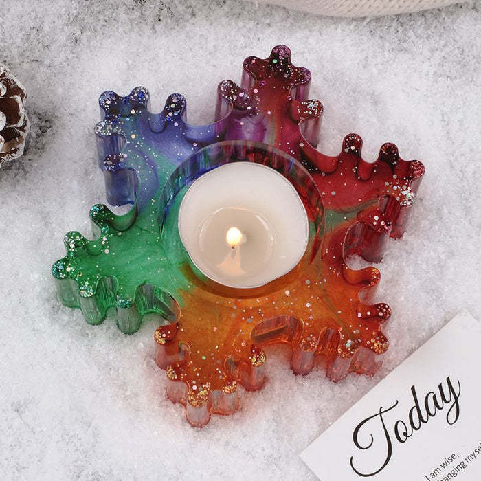 4pcs Snowflake Christmas Candle Holder Resin Molds
