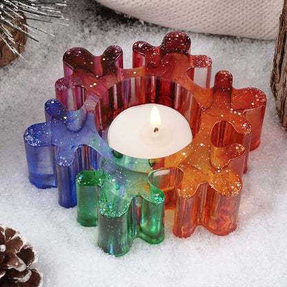 4pcs Snowflake Christmas Candle Holder Resin Molds