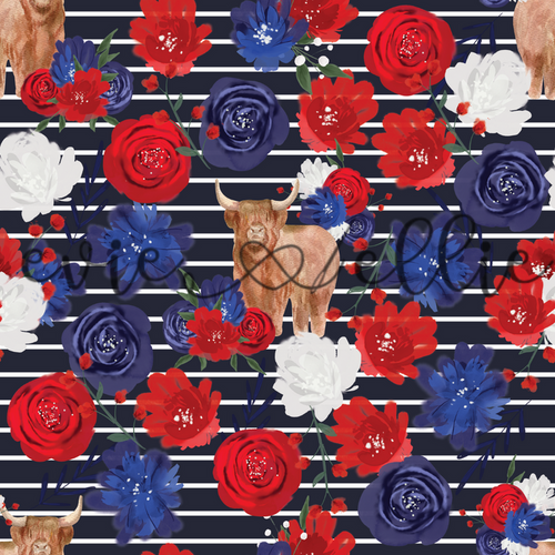 4th of July Flower Cows-- Multiple Colors