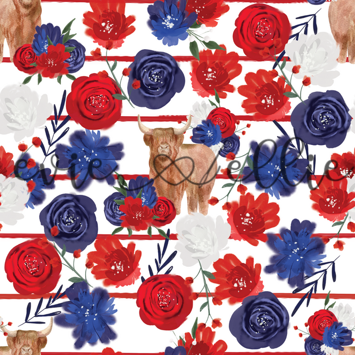 4th of July Flower Cows-- Multiple Colors