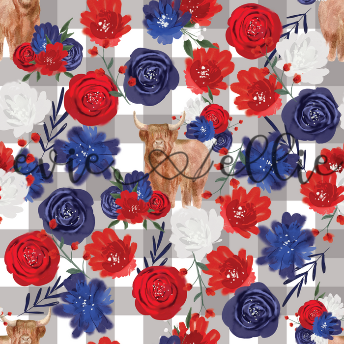 4th of July Flower Cows-- Multiple Colors