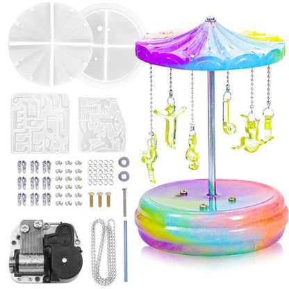64pcs Rotatable Carousel Music Box Resin Mold Kits
