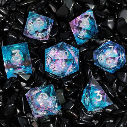 7 Shapes Dice with Numbers Resin Box Molds Set