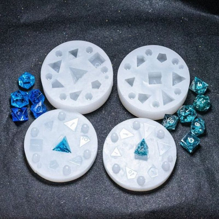 7 Shapes Dice with Numbers Resin Box Molds Set