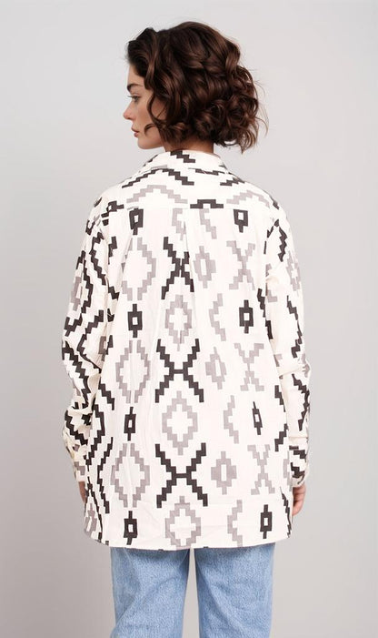 Abstract Geometric Print Oversized Shirt