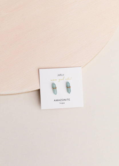 Amazonite Mineral Point Stud Earrings - Ali's Wagon