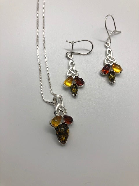 Amber Necklace and Earring Set