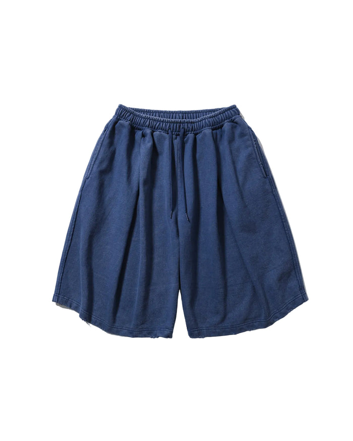 Anglan Cross Pleated Sweat Shorts - Washed Blue