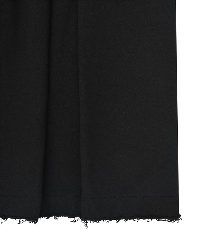 Anglan Valley Tuck Sweat Half Pants - Black