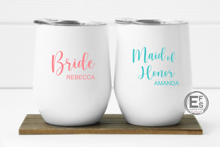 Bridesmaid Personalized Stainless Insulated Wine Cup