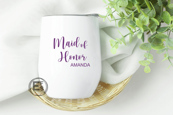 Bridesmaid Personalized Stainless Insulated Wine Cup