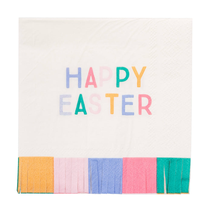BUN1239 - Happy Easter Fringed Cocktail Napkin