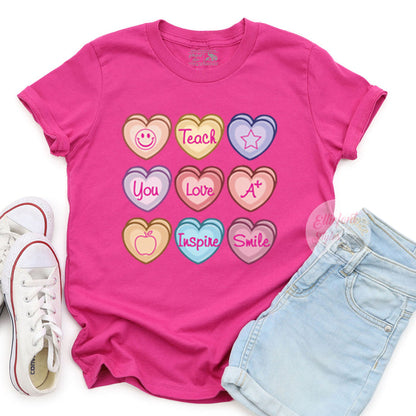 Candy Hearts Teacher Valentine Shirt