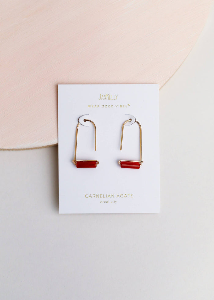 Carnelian Agate Gem Drop Earrings