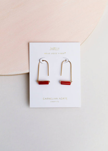 Carnelian Agate Gem Drop Earrings