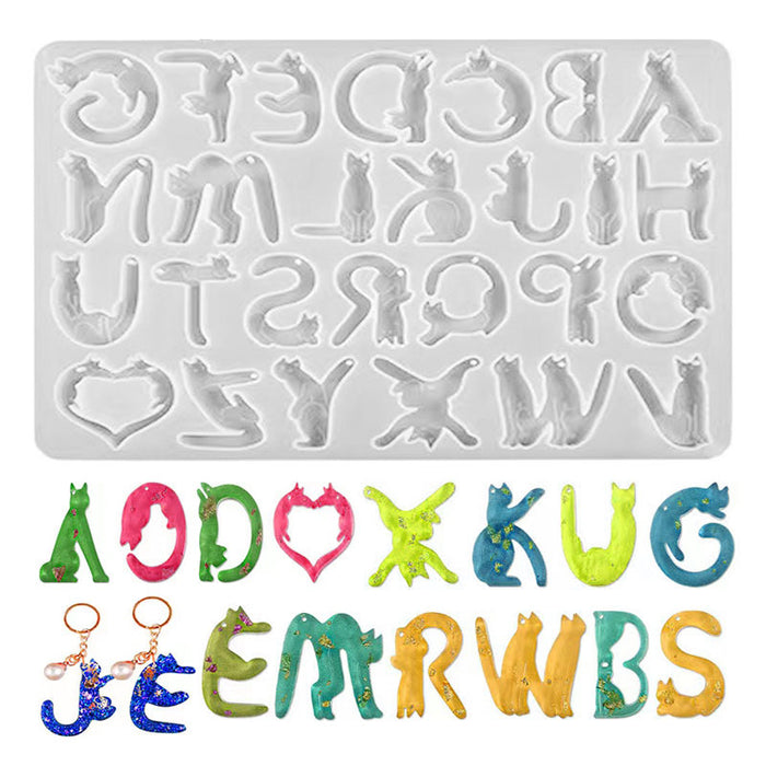 Cat Shape 26 Letters Resin Mold