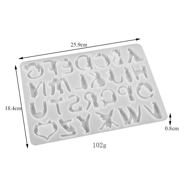 Cat Shape 26 Letters Resin Mold