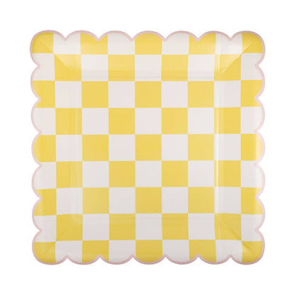 Checked Square Scallop Plate Set