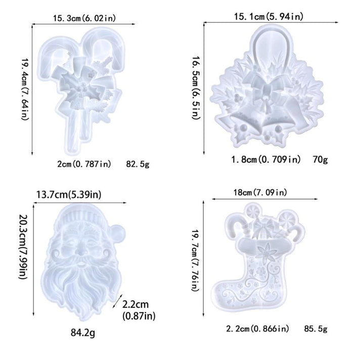 Christmas Bells Santa Sock Crutches Candy Decorations Resin Molds
