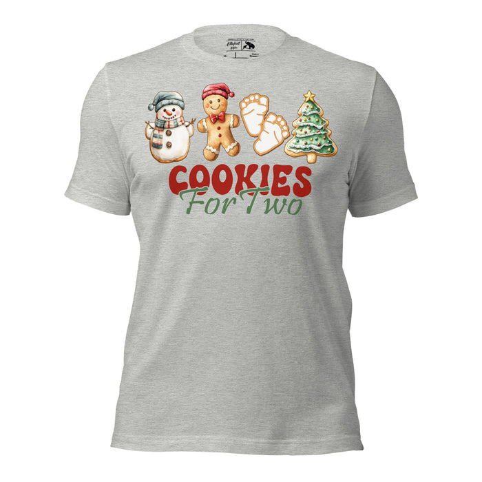 Expecting mom Christmas pregnancy shirt with cookies for two message