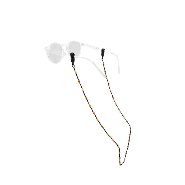 Chums Beaded Cords Retainer - Black & Tan Wood Bead