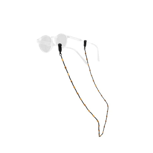 Chums Beaded Cords Retainer - Black & Tan Wood Bead