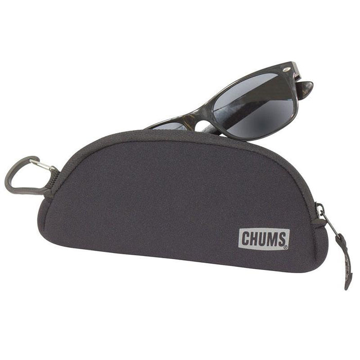 Chums Eyewear Clip with rugged neoprene case and zipper pouch for protective storage of sunglasses and glasses