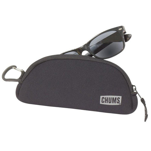 Chums Eyewear Clip with rugged neoprene case and zipper pouch for protective storage of sunglasses and glasses