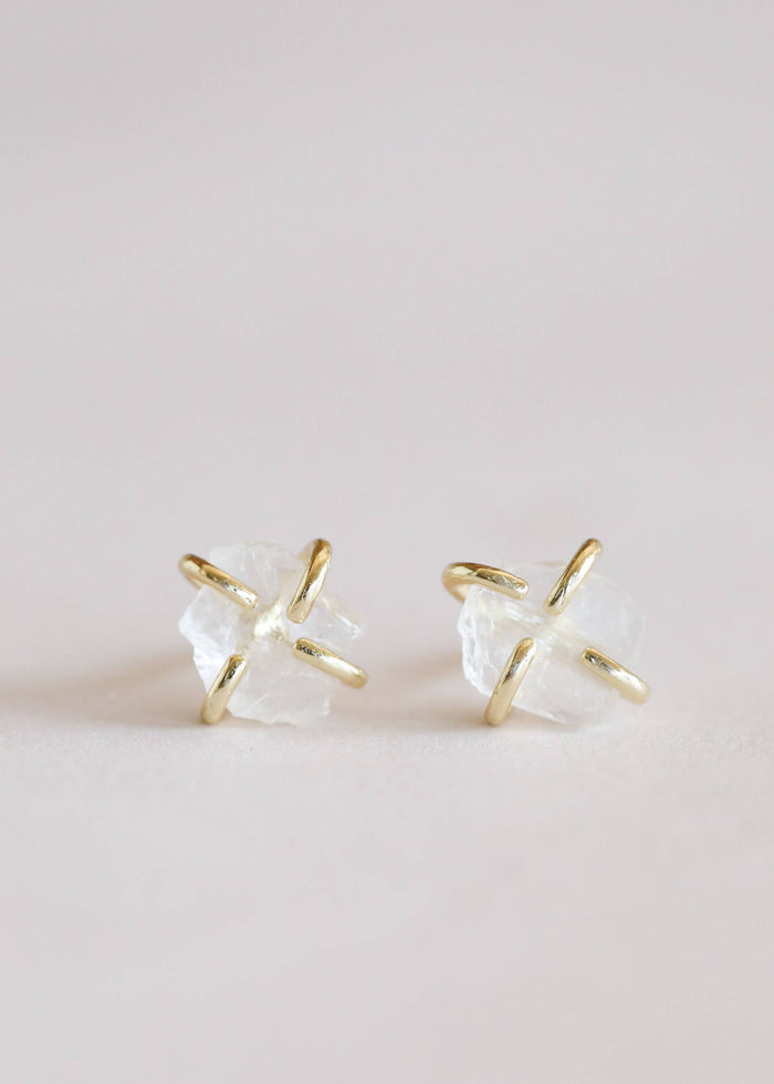 Clear Quartz Prong Stud Earrings - Ali's Wagon
