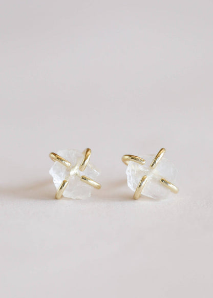Clear Quartz Prong Stud Earrings - Ali's Wagon
