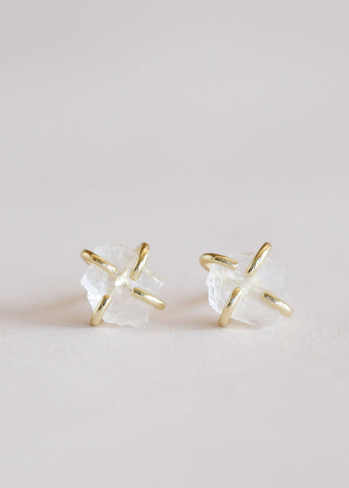 Clear Quartz Prong Stud Earrings - Ali's Wagon