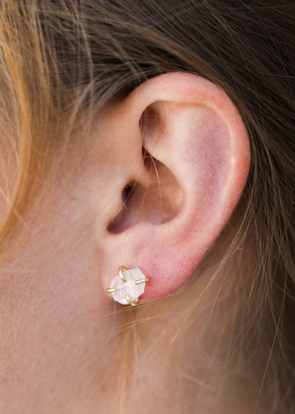 Clear Quartz Prong Stud Earrings - Ali's Wagon